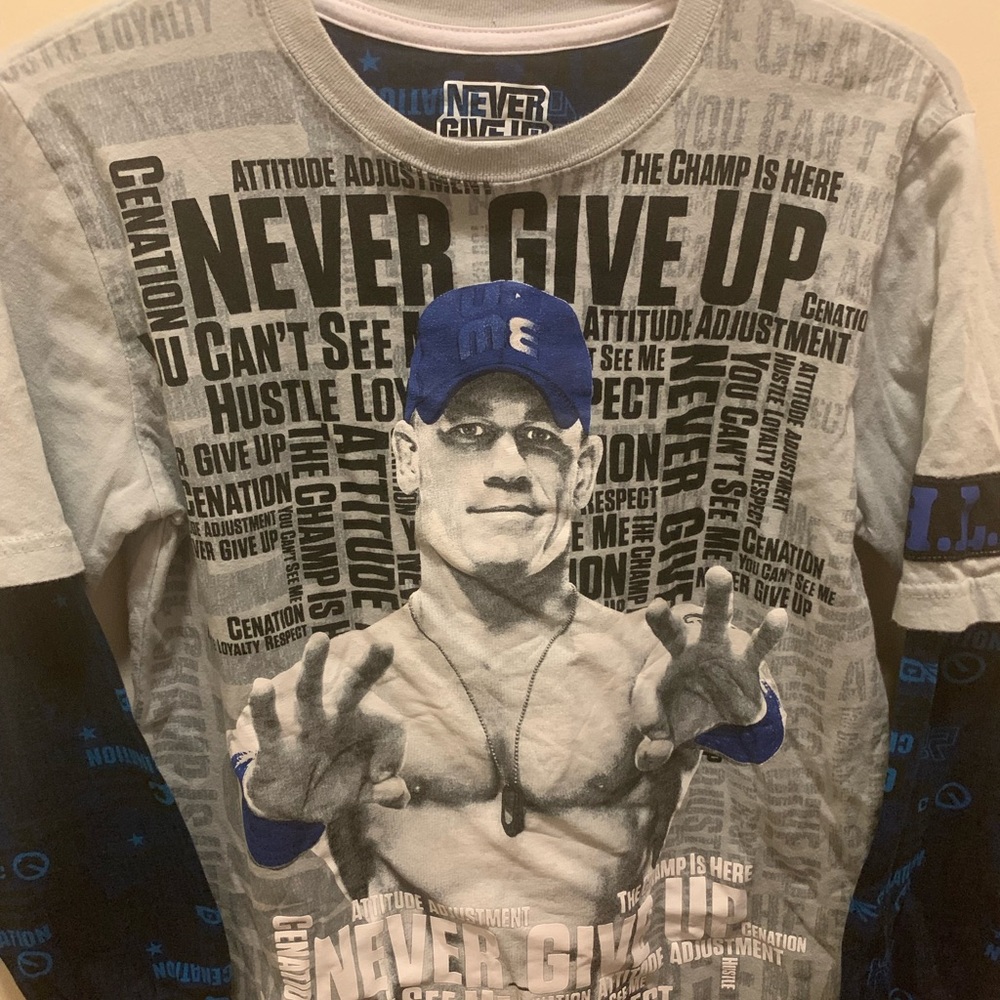 WWE John Cena Never Give Up Youth Size XL 14-16 Longsleeve Shirt